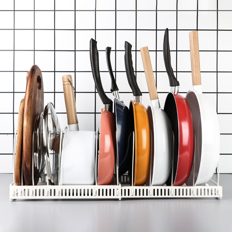 Yongyi Višestruki prilagodljivi kuhinjski držač za posude s držačem za dasku za rezanje i poklop, prijenosni željezni pravokutni rega za pohranu, bez ugradnje