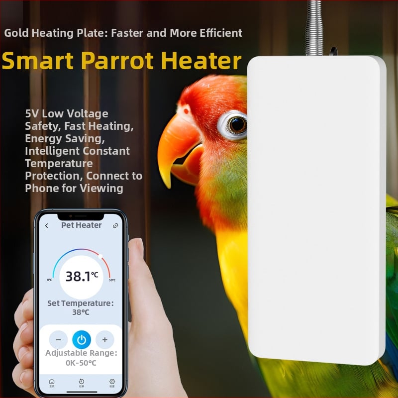 Θερμαντήρας ευφυών παπαγαλών με αυτόματο έλεγχο θερμοκρασίας και χρονόμετρο — πλαστικό περίβλημα, μη εισαγόμενο, πλήρες σετ αυτόματης σίτισης, μάρκα Peaceful treasure, συμβατό με ενυδρείο
