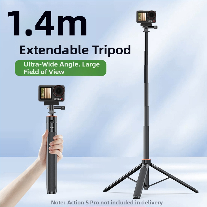 Brdrc rozšíriteľný selfie statív pre DJI Action 5 Pro, Osmo 360 / Osmo 3/4 — hliníková zliatina