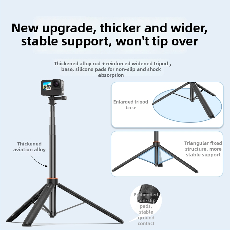 Brdrc rozšíriteľný selfie statív pre DJI Action 5 Pro, Osmo 360 / Osmo 3/4 — hliníková zliatina