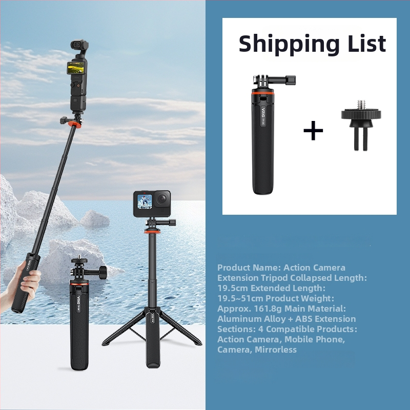 Brdrc rozšíriteľný selfie statív pre DJI Action 5 Pro, Osmo 360 / Osmo 3/4 — hliníková zliatina