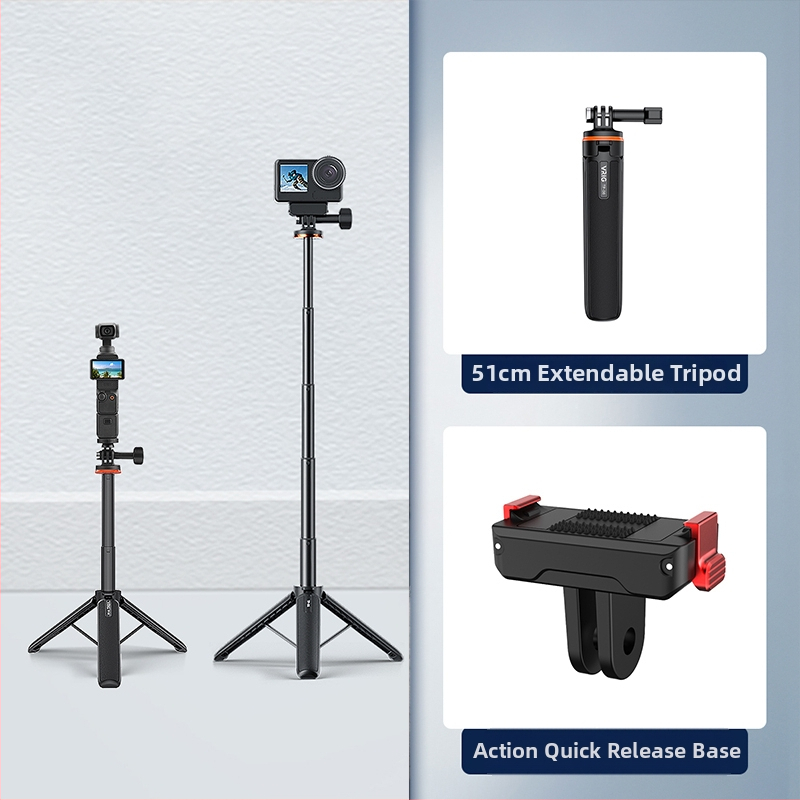 Brdrc rozšíriteľný selfie statív pre DJI Action 5 Pro, Osmo 360 / Osmo 3/4 — hliníková zliatina