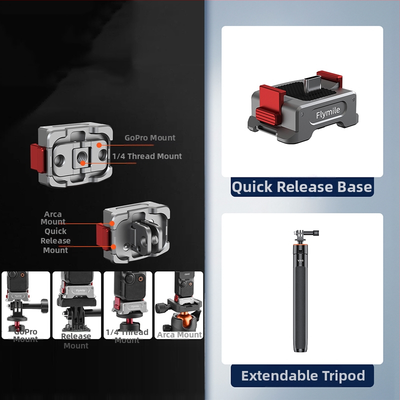 Brdrc rozšíriteľný selfie statív pre DJI Action 5 Pro, Osmo 360 / Osmo 3/4 — hliníková zliatina