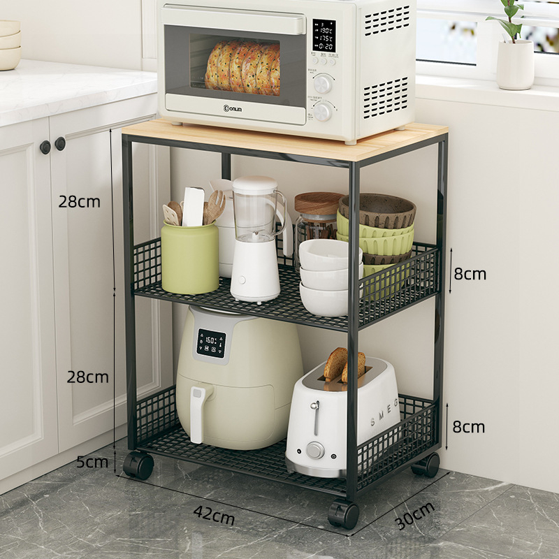 Metalni podni kuhinjski regal sa ladicom za mikrovalnu pećnicu, pećnicu, rižar i fritezu na zrak