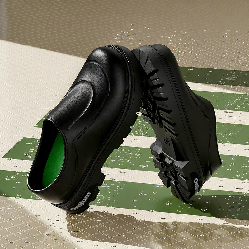 Șlapi bărbați de vară, talpă groasă EVA și partea superioară EVA, design cu creștere înălțime, antiaderente, impermeabile și rezistente la ulei, Slip-On