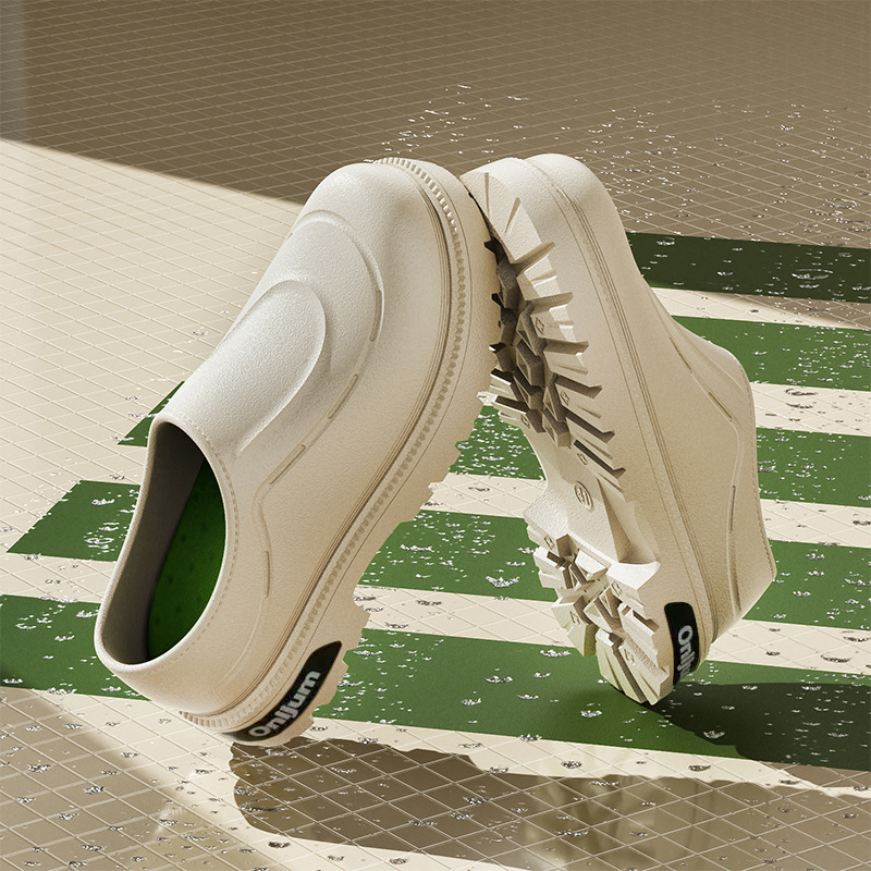 Șlapi bărbați de vară, talpă groasă EVA și partea superioară EVA, design cu creștere înălțime, antiaderente, impermeabile și rezistente la ulei, Slip-On