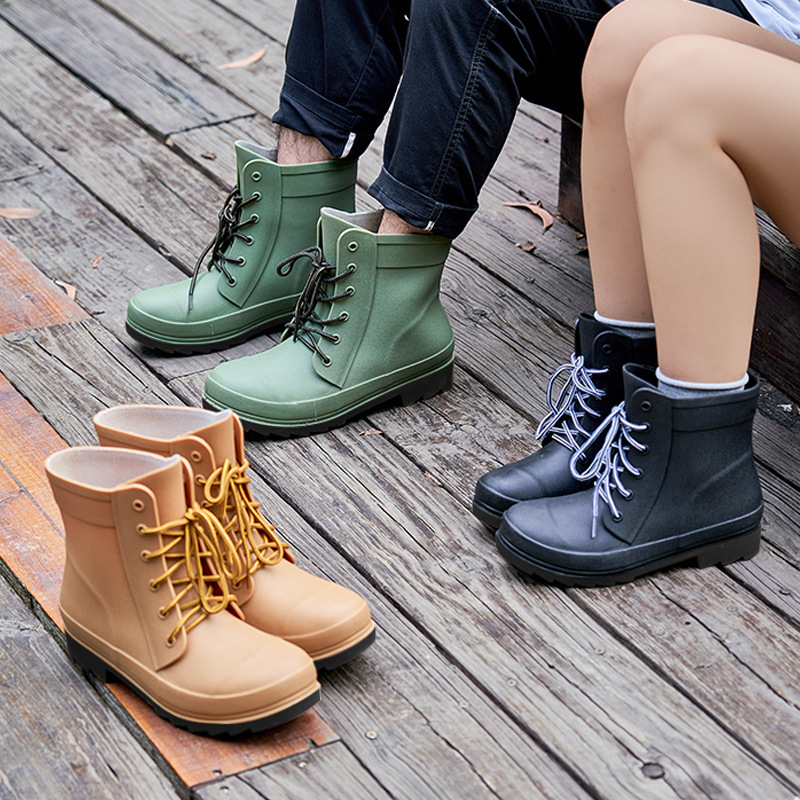 Унисекс дъждовни ботуши, PVC горна част, пластмасова подметка, противохлъзгащи, износоустойчиви, нисък тип обувки за дъжд с EVA стелка