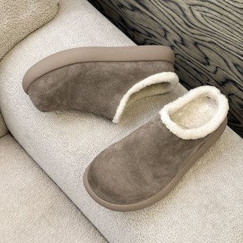 Muške zimske papuče s pliš unutrašnjost, velur gornji dio, debeli gumeni potplat, slip-on