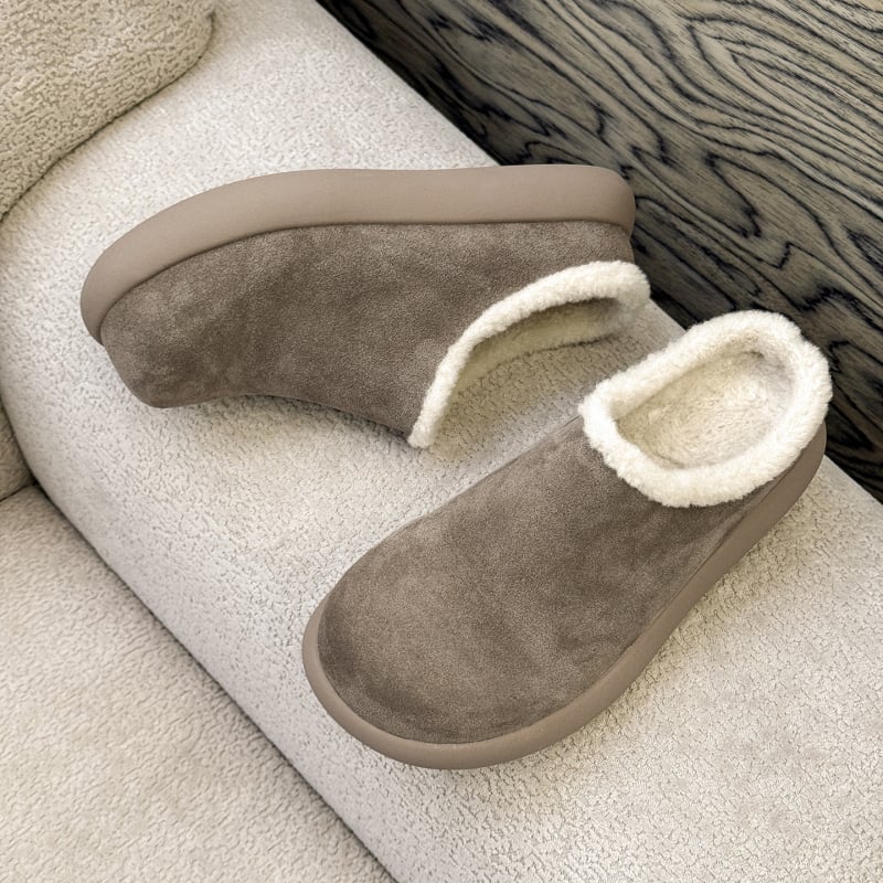 Muške zimske papuče s pliš unutrašnjost, velur gornji dio, debeli gumeni potplat, slip-on