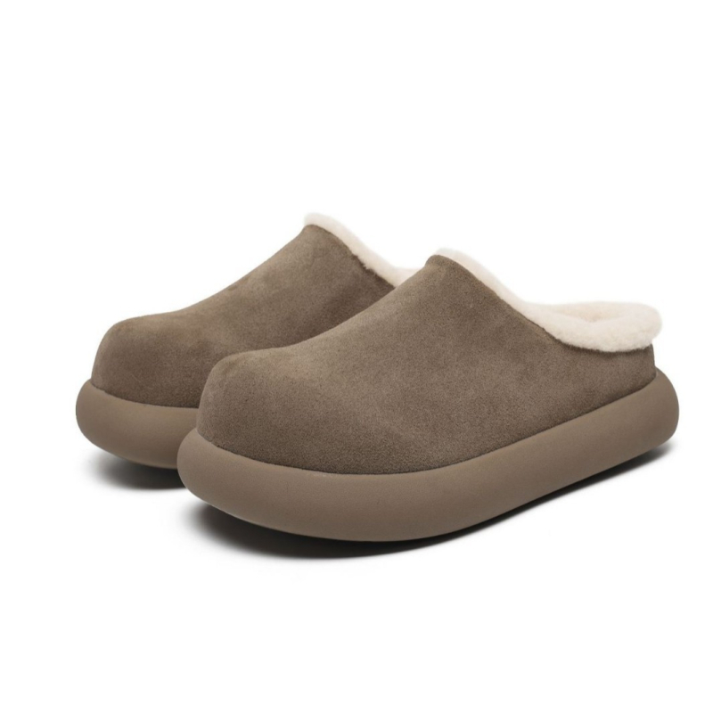 Muške zimske papuče s pliš unutrašnjost, velur gornji dio, debeli gumeni potplat, slip-on