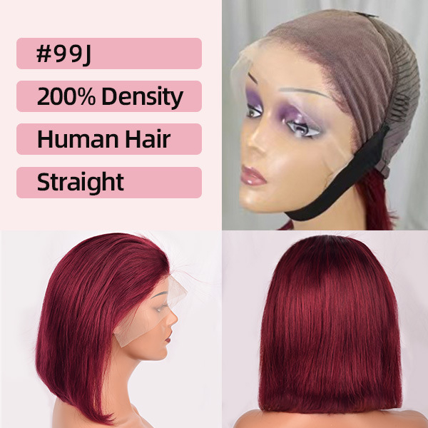 Bob perika s prednjom čipkom, potpuno ručno pletena, prava ljudska kosa