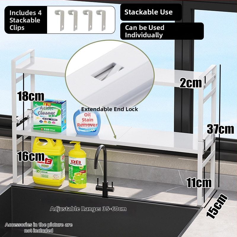Wo cube Kuhinjski dvostruki regał za prozorski prag, višefunkcionalan, čelik od ugljika, moderan stil, izlazi 2025