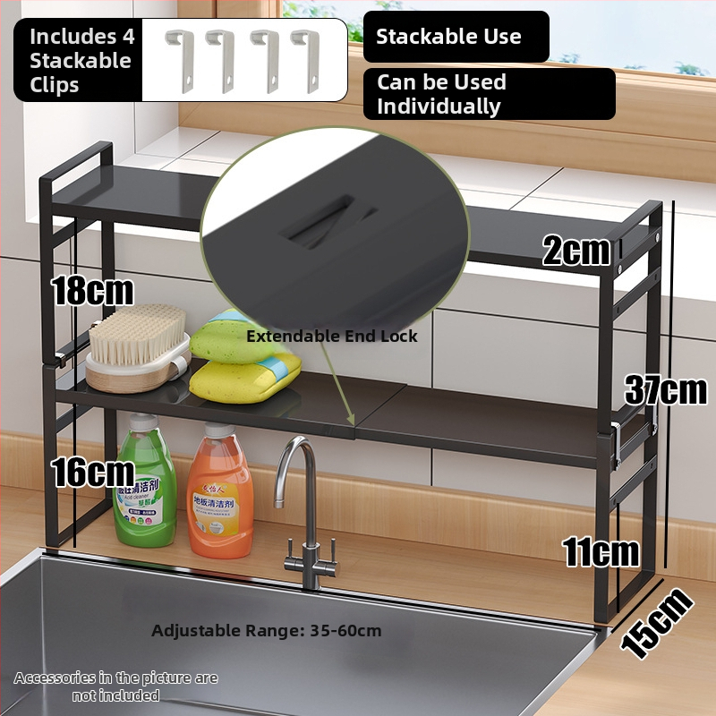 Wo cube Kuhinjski dvostruki regał za prozorski prag, višefunkcionalan, čelik od ugljika, moderan stil, izlazi 2025