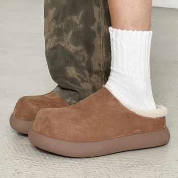 Muške zimske papuče s plišom, debela potplata, bez vezica