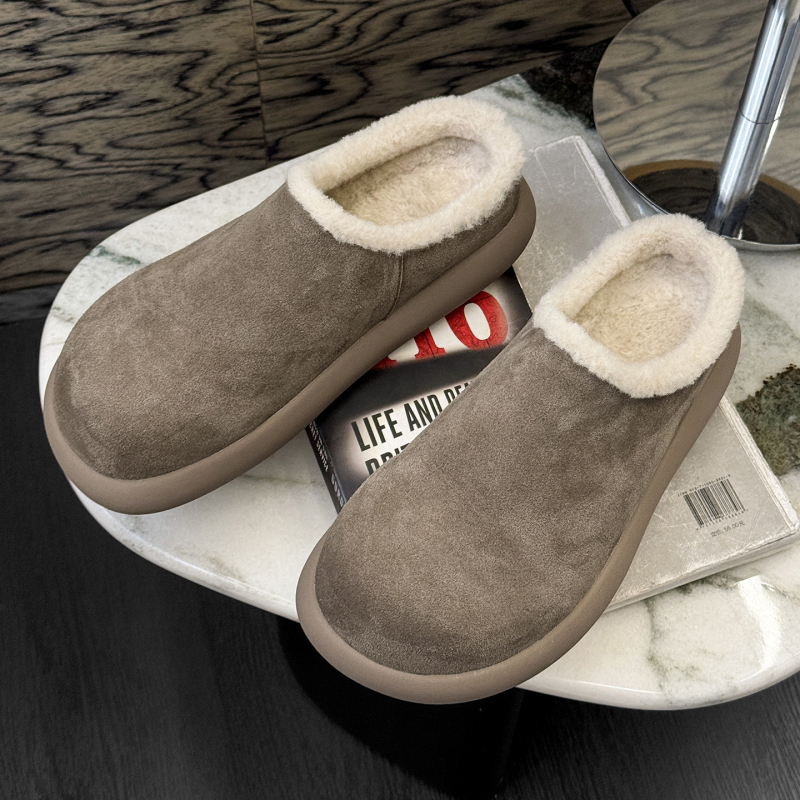 Muške zimske papuče s plišom, debela potplata, bez vezica