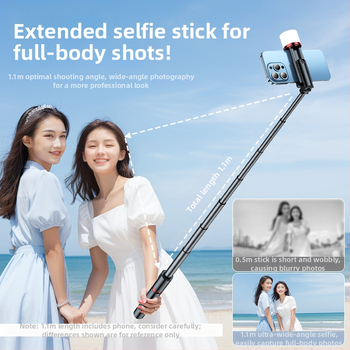 Selfie tyč s integrovaným podstavcom a osvetlením na fotenie — Značka Crenov/Kerunle; Bluetooth; diaľkové ovládanie; prispôsobenie