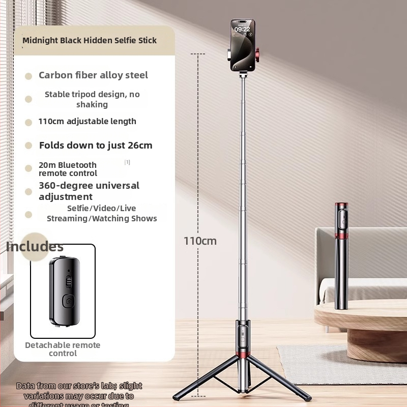 Selfie tyč s integrovaným podstavcom a osvetlením na fotenie — Značka Crenov/Kerunle; Bluetooth; diaľkové ovládanie; prispôsobenie