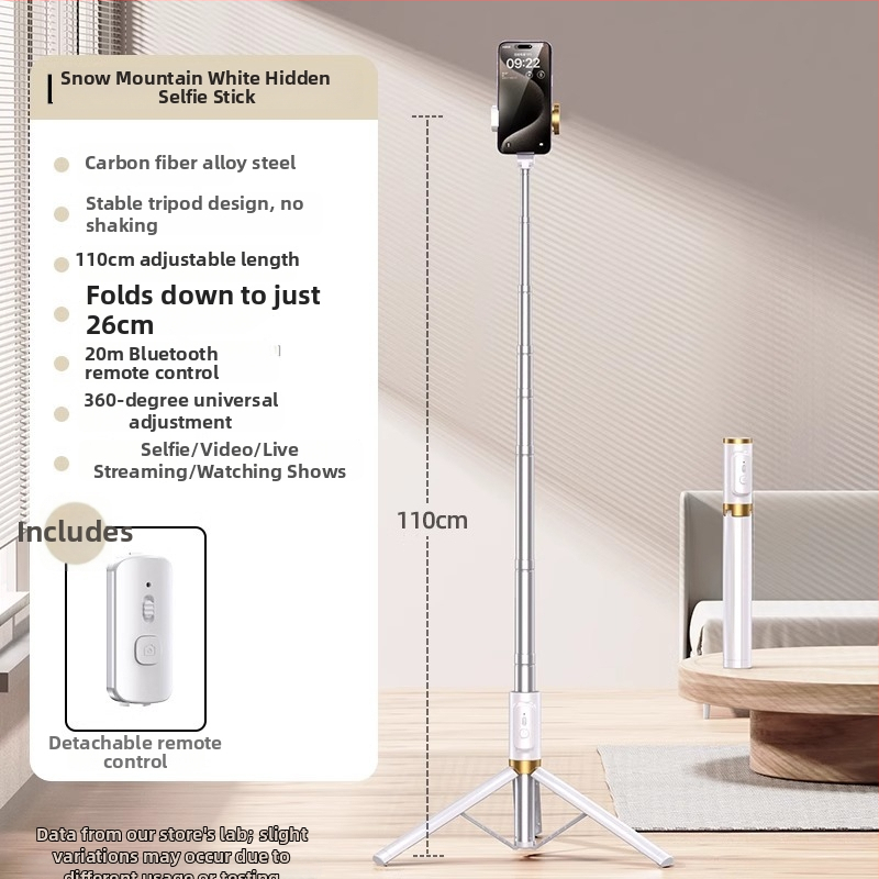 Selfie tyč s integrovaným podstavcom a osvetlením na fotenie — Značka Crenov/Kerunle; Bluetooth; diaľkové ovládanie; prispôsobenie