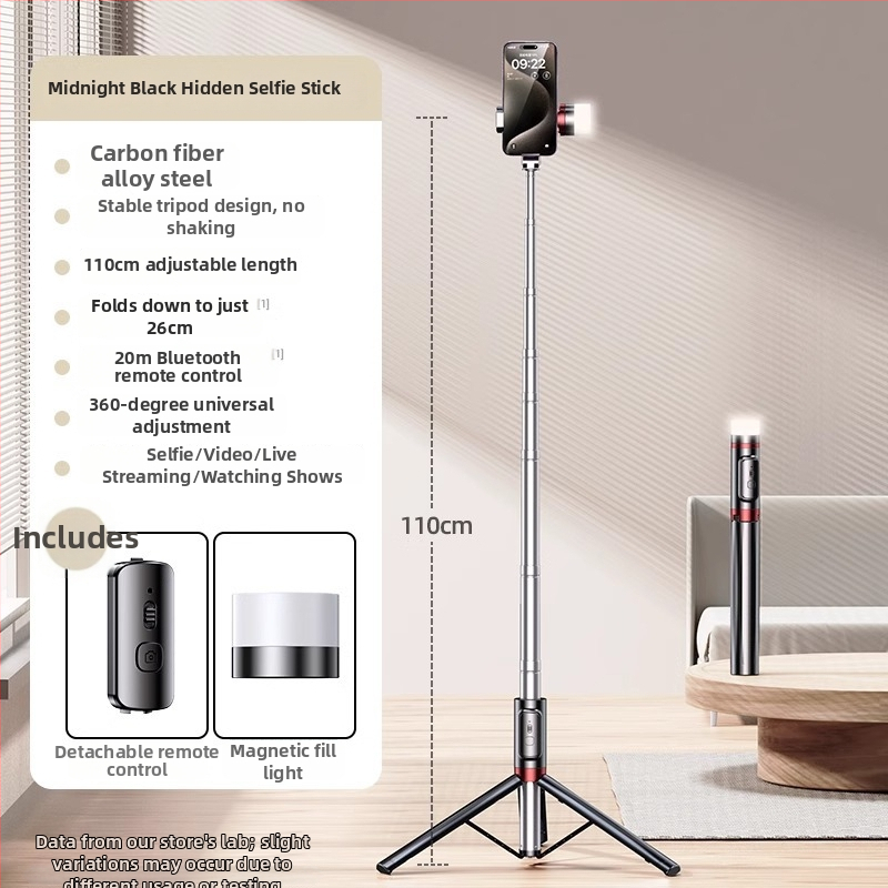 Selfie tyč s integrovaným podstavcom a osvetlením na fotenie — Značka Crenov/Kerunle; Bluetooth; diaľkové ovládanie; prispôsobenie