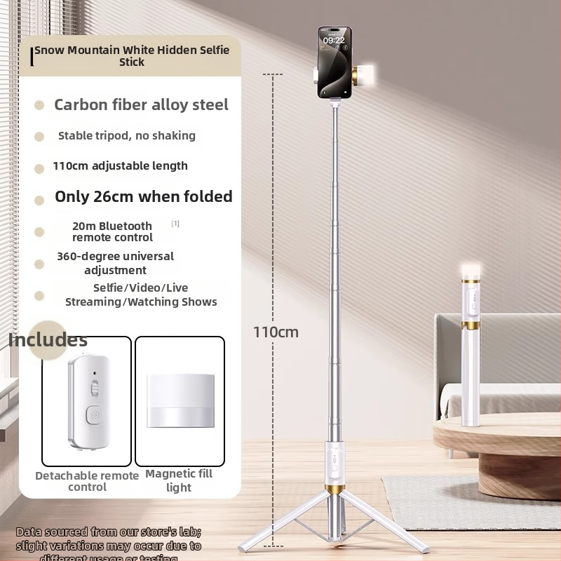 Selfie tyč s integrovaným podstavcom a osvetlením na fotenie — Značka Crenov/Kerunle; Bluetooth; diaľkové ovládanie; prispôsobenie
