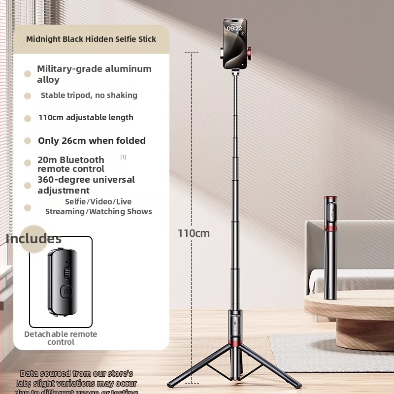 Selfie tyč s integrovaným podstavcom a osvetlením na fotenie — Značka Crenov/Kerunle; Bluetooth; diaľkové ovládanie; prispôsobenie