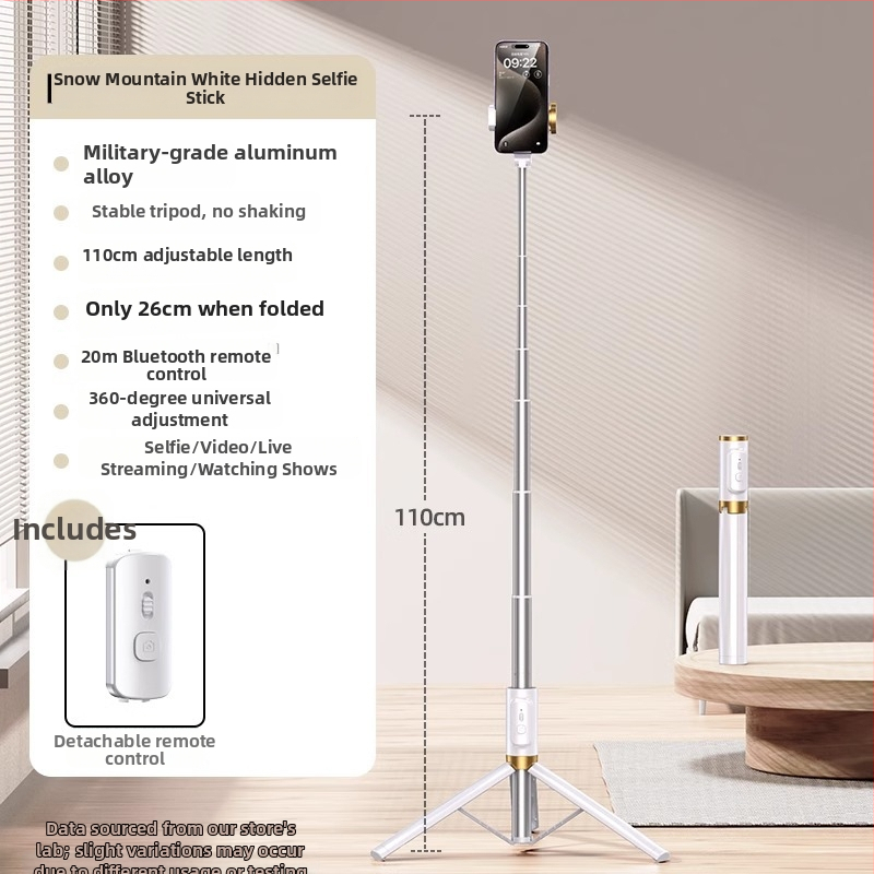 Selfie tyč s integrovaným podstavcom a osvetlením na fotenie — Značka Crenov/Kerunle; Bluetooth; diaľkové ovládanie; prispôsobenie