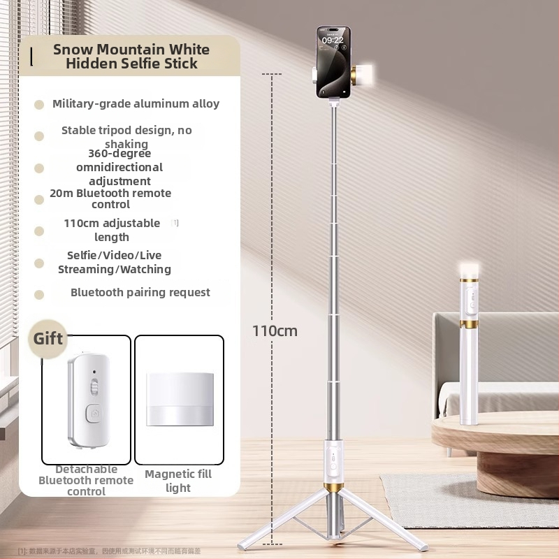 Selfie tyč s integrovaným podstavcom a osvetlením na fotenie — Značka Crenov/Kerunle; Bluetooth; diaľkové ovládanie; prispôsobenie