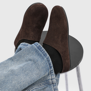 Muške slip-on mule s okruglim nosom, od velura, casual obuća s gumom na potplatu