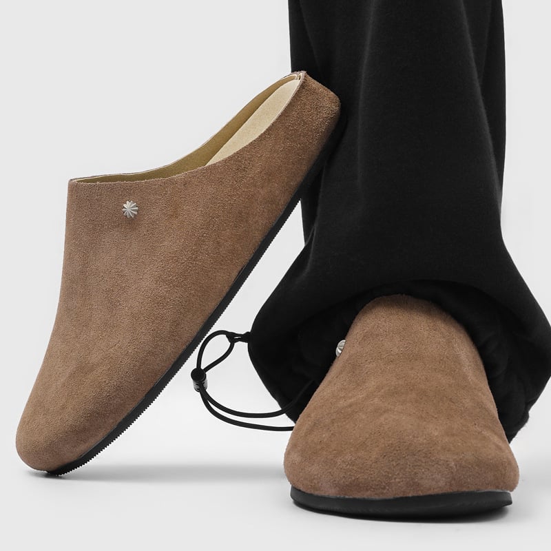 Muške slip-on mule s okruglim nosom, od velura, casual obuća s gumom na potplatu