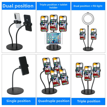 Stolný stojan na živé vysielanie pre viaceré telefóny, proti otrasom, zliatina hliníka, vhodný pre všeobecné, vonkajšie, selfie a live použitie