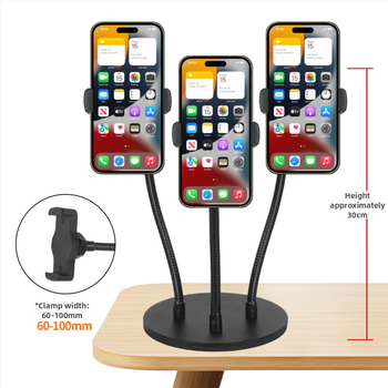 Stolný stojan na živé vysielanie pre viaceré telefóny, proti otrasom, zliatina hliníka, vhodný pre všeobecné, vonkajšie, selfie a live použitie