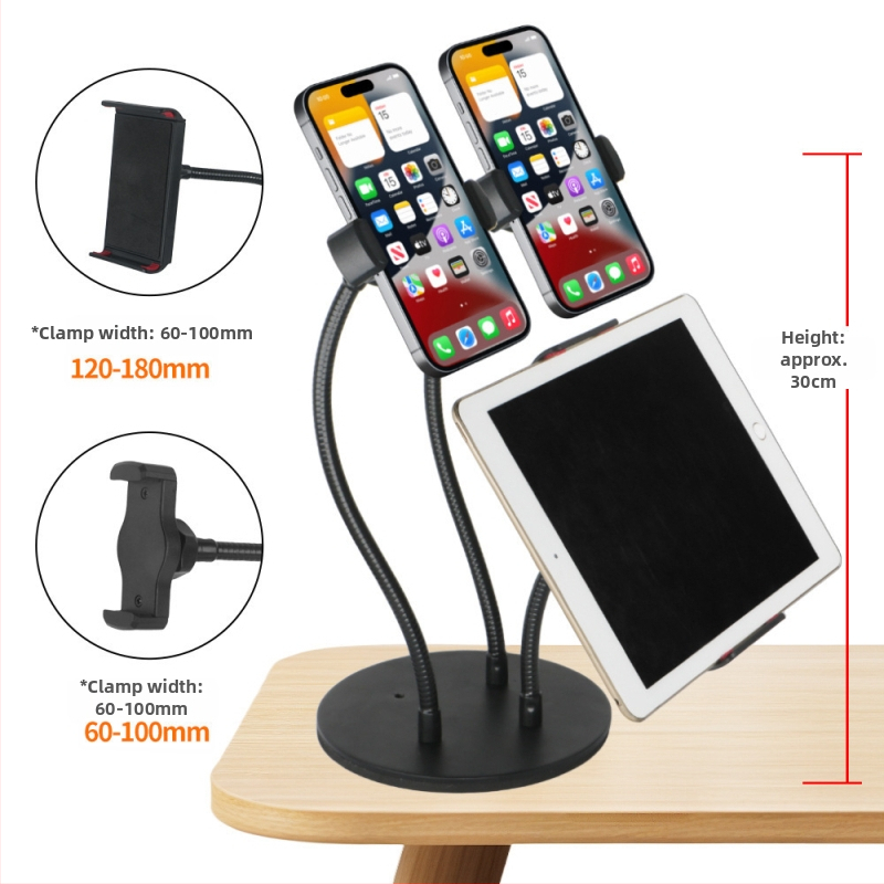 Stolný stojan na živé vysielanie pre viaceré telefóny, proti otrasom, zliatina hliníka, vhodný pre všeobecné, vonkajšie, selfie a live použitie
