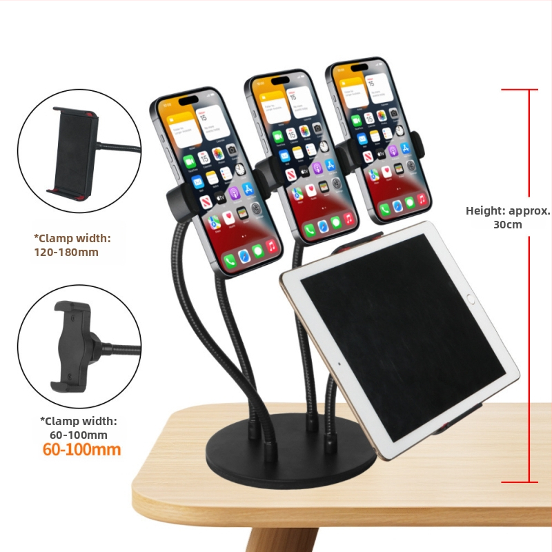 Stolný stojan na živé vysielanie pre viaceré telefóny, proti otrasom, zliatina hliníka, vhodný pre všeobecné, vonkajšie, selfie a live použitie