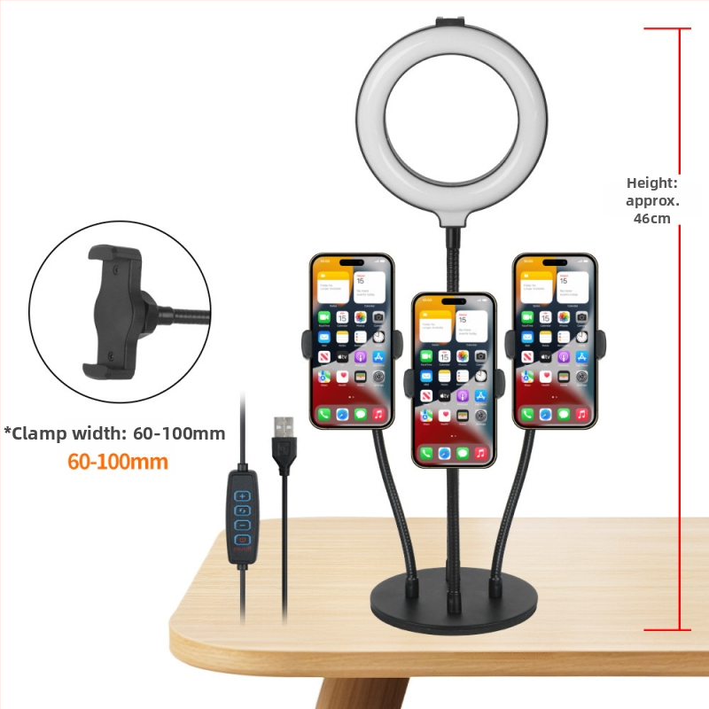 Stolný stojan na živé vysielanie pre viaceré telefóny, proti otrasom, zliatina hliníka, vhodný pre všeobecné, vonkajšie, selfie a live použitie