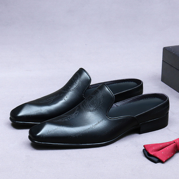 Затворени мъжки пантофи Aston mg, връх от кожа от първи слой, гумена подметка, полирана кожа, дизайн с плъзгане