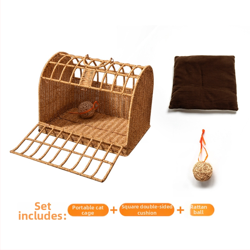 Prijenosna kutija za mačke i pse od umjetnog ratana, zatvoren tvrdi transporter, za sve sezone, kapacitet do 7,5 kg