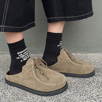 Мъжки кожени обувки с дебела гумена подметка, горна част от втора кожа, закопчаване One-kick, пролет 2025