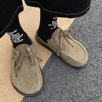 Мъжки кожени обувки с дебела гумена подметка, горна част от втора кожа, закопчаване One-kick, пролет 2025