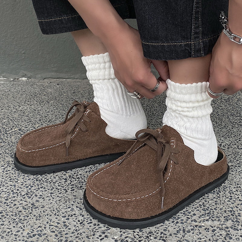 Мъжки кожени обувки с дебела гумена подметка, горна част от втора кожа, закопчаване One-kick, пролет 2025