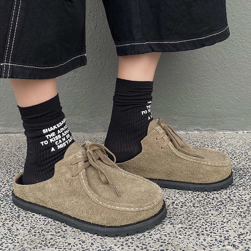 Мъжки кожени обувки с дебела гумена подметка, горна част от втора кожа, закопчаване One-kick, пролет 2025