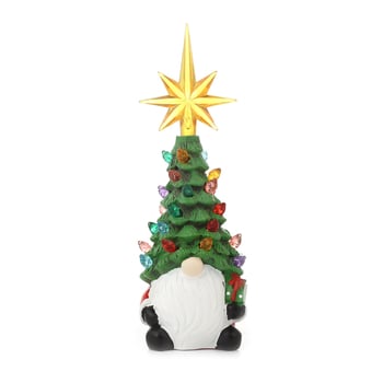 Figura od smole: patuljak-starac, božićni osvijetljeni ukras za izlog, Gsf