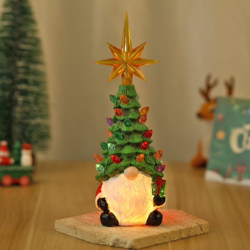 Figura od smole: patuljak-starac, božićni osvijetljeni ukras za izlog, Gsf