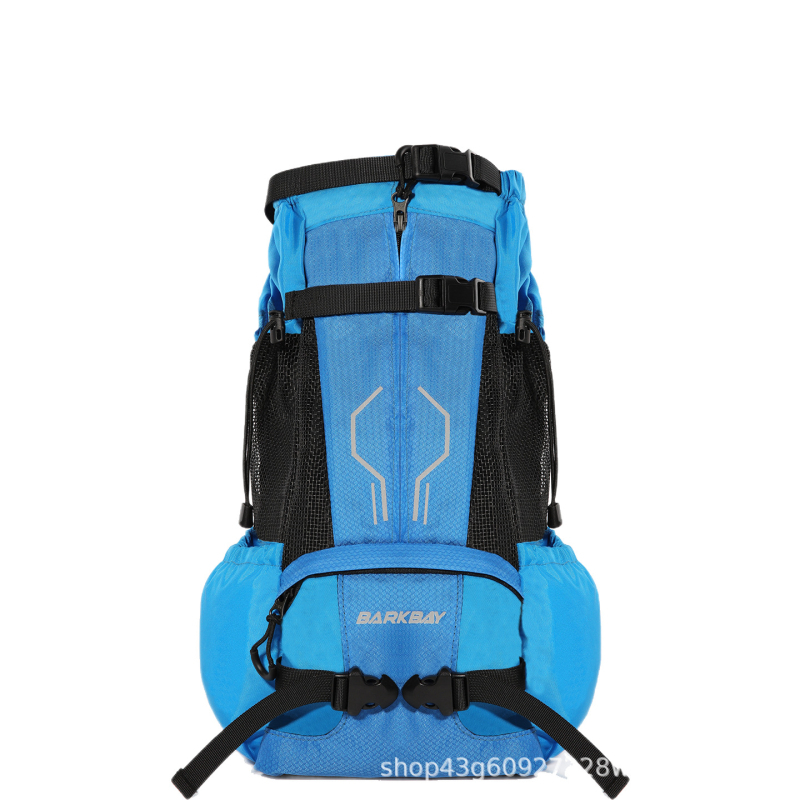 Torba za pse za aktivnosti na otvorenom i putovanja, prozračna s prednjom torbom i dvostrukim kaiševima (Materijal: Oxford platno; Kapacitet: 56–75 L; Uzorak: slova; Proizvodni broj: 13126XYW)