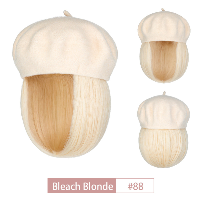 Perika bob u beret stilu, kratka ravna sintetička kosa, za žene, svakodnevna upotreba, vlakna otporna na visoke temperature