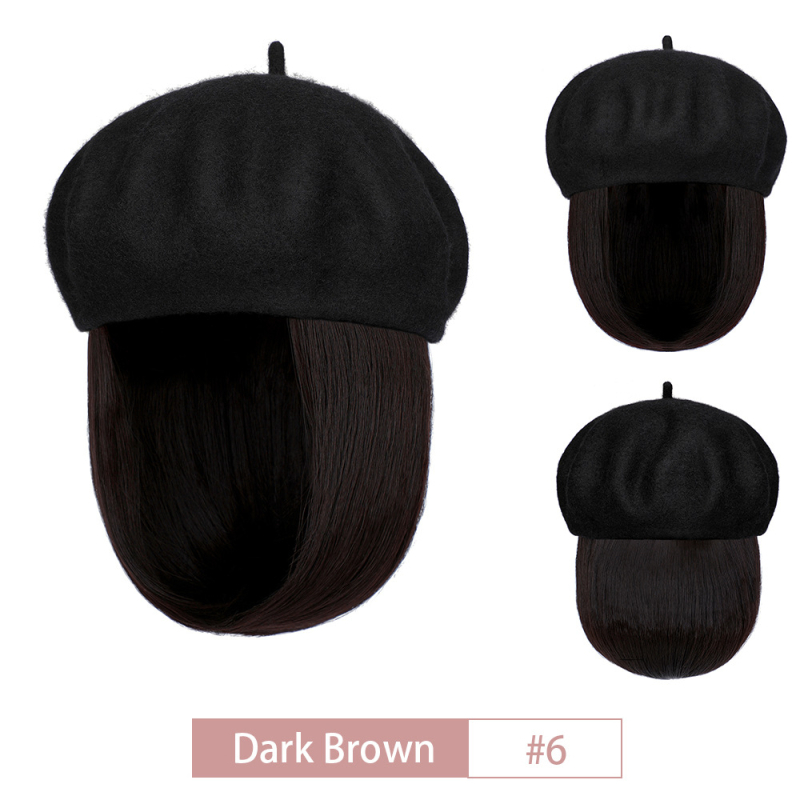 Perika bob u beret stilu, kratka ravna sintetička kosa, za žene, svakodnevna upotreba, vlakna otporna na visoke temperature