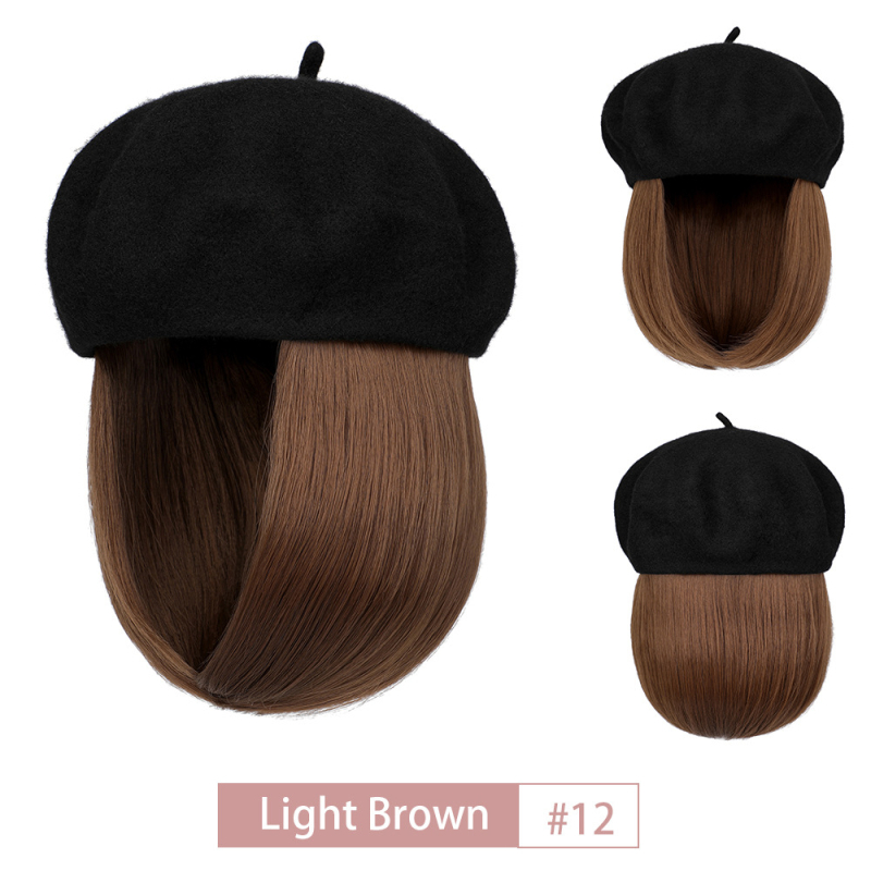 Perika bob u beret stilu, kratka ravna sintetička kosa, za žene, svakodnevna upotreba, vlakna otporna na visoke temperature