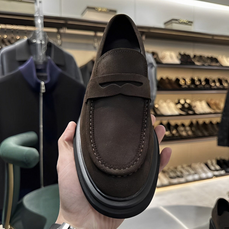 Beijiang Wolf Brand slip-on, formalne kožne cipele s prozračnim platnenim gornjim dijelom i debelom potplatom, muški poslovni stil