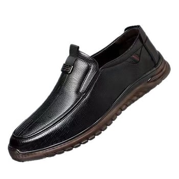 Muški slip-on loaferi, prozračni gornji dio od umjetne kože, potplat od teleće tetive, okrugli vrh, plitka peta