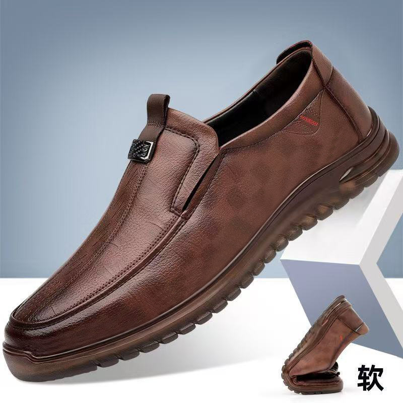Muški slip-on loaferi, prozračni gornji dio od umjetne kože, potplat od teleće tetive, okrugli vrh, plitka peta