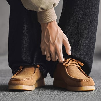 Slip-on kožne loaferice s okruglim nosom, gumena potplata, niski potpetica 1-3 cm